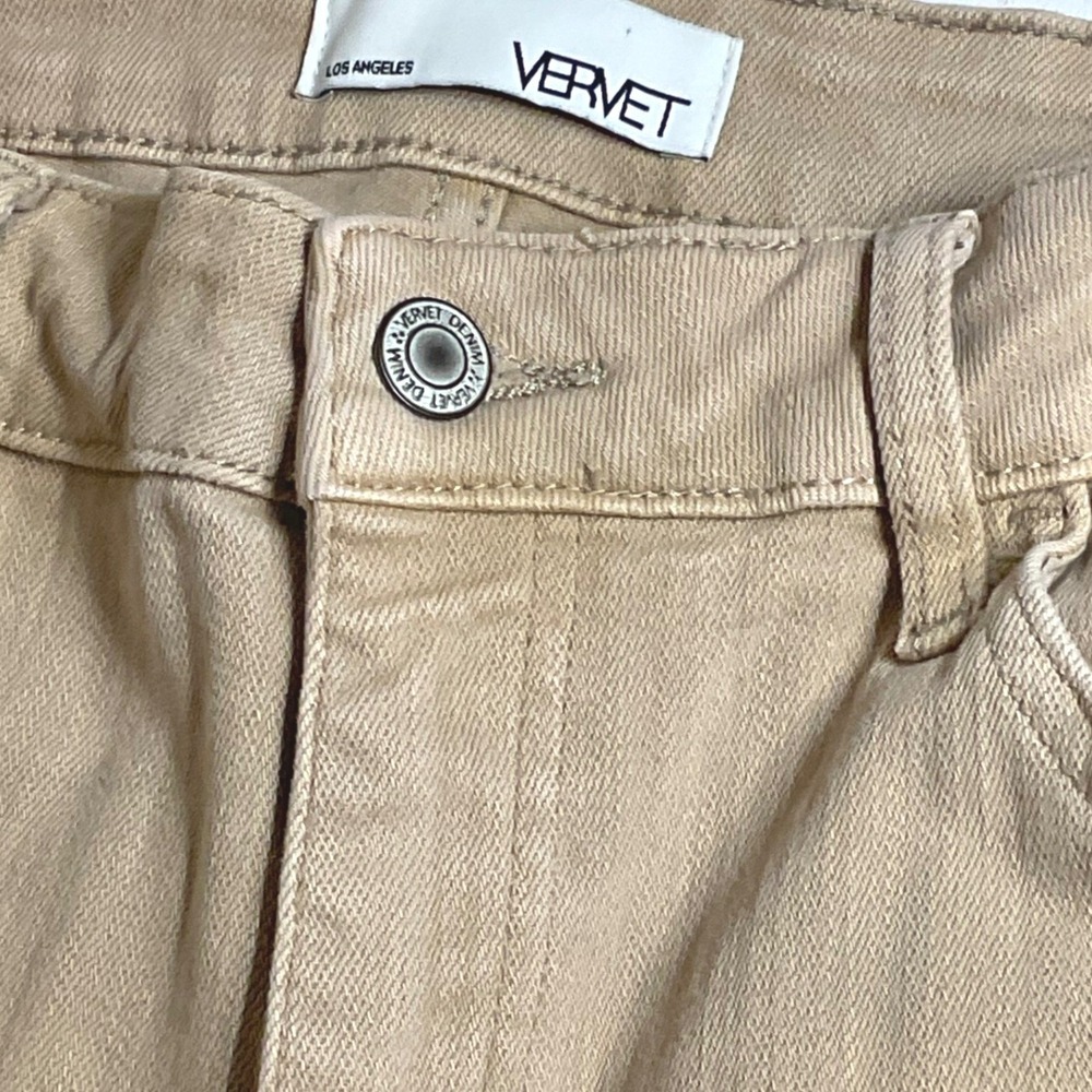 VERVET women's DEW DROP FLARE JEANS DENIM TAN V3029 High rise stretch raw hem 31 - Picture 8 of 10